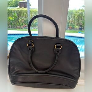 Black Stone Mountain leather purse with gold metal accents